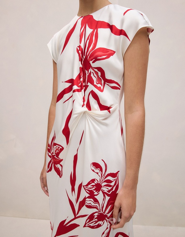Trenery - Wild Iris Twist Front Column Dress in White