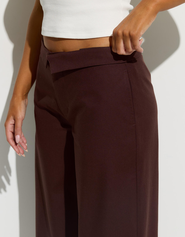 Dazie - Emmet Foldover Waistband Linen Blend Pants