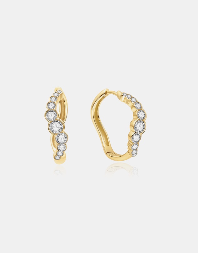 Ania Haie - Gold Sparkling Tide Huggie Hoop Earrings