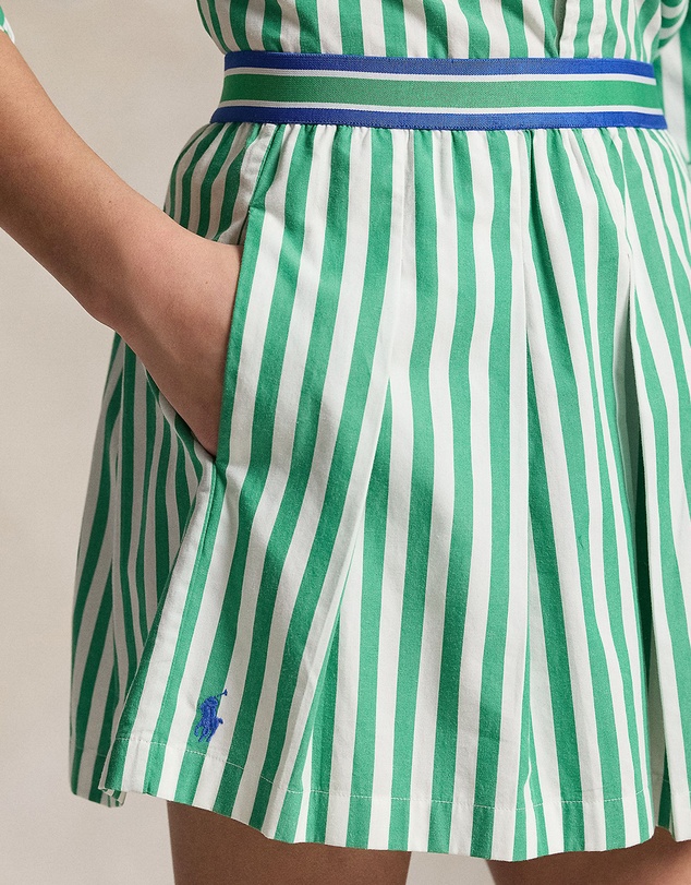 Polo Ralph Lauren - Striped Pleated Poplin Culotte Shorts - Teens