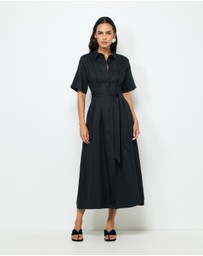 AERE - Orien Tuck Waist Linen Shirt Dress