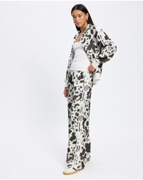 adidas Originals - Satin Cow Print Wide Leg Pants