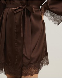 Atmos&Here - Pearl Lace Trim Satin Robe