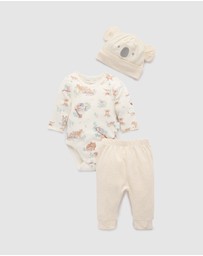 Purebaby - Australiana 3 Piece Gift Pack w/ Hat- Babies