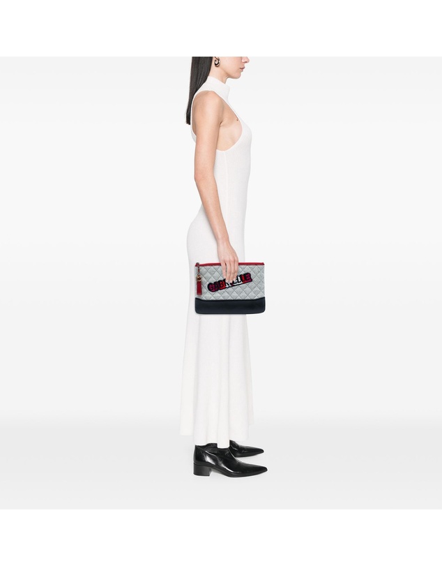 Pre-Loved by Azura Reborn - Pre-Loved Medium Quilted Wool and Calfskin Gabrielle O Case Clutch