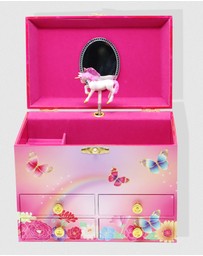 Pink Poppy - Unicorn Butterfly Medium Musical Jewellery Box