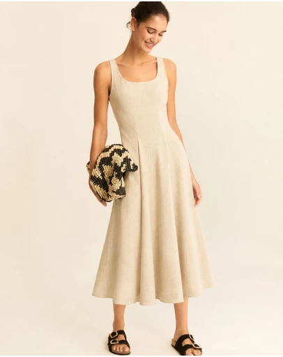 Emme | Max Mara Group - Ecru Pure Linen Midi Dress