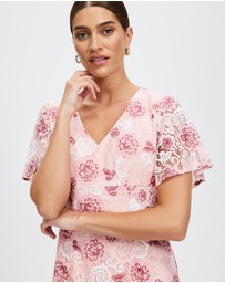Pink Ruby - Glamerous Frill Sleeve Dress