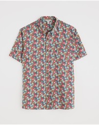 Seasalt - Seasalt Cornwall Multi Blue Heron Short Sleeve Shirt