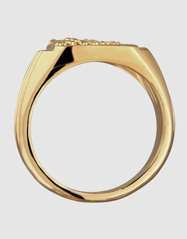 Kuzzoi - ICONIC EXCLUSIVE - Artisan Floral Scroll Signet Ring in Gold-Plated Silver