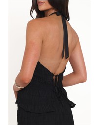 Petal & Pup - Zafira Textured Halter Top - Black