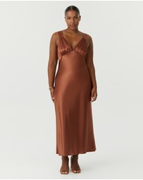 Third Form - Satin Gather Bra Bias Slip Dress
