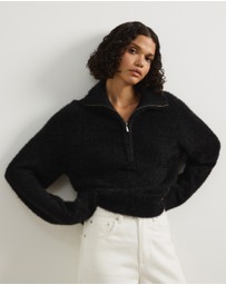 Atmos&Here - Jordie Half Zip Fluffy Turtleneck Sweater