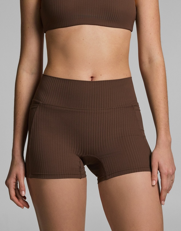 Rockwear - Mid Rise Luxe Rib Pocket Booty Shorts