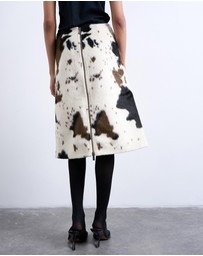 TOPSHOP - Fax Fur Pony Skin A-Line Midi Skirt