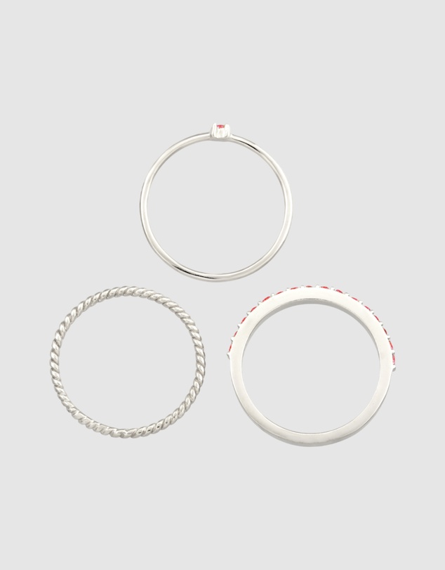 Elli Jewelry - Crystal Stacking Ring Set in 925 Silver