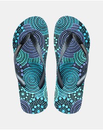 Boomerangz Footwear - Men's Saltwater Dreamtime Thongs 01 with arch support and 2 x interchangeable straps