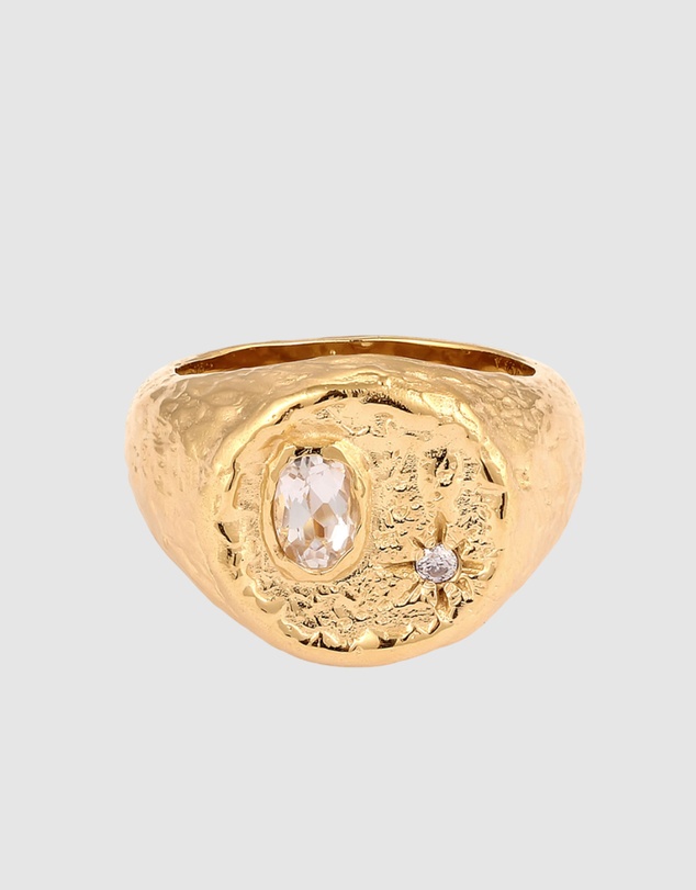 Haze & Glory - ICONIC EXCLUSIVE - Ring Signet Dazzling Topaz - Gold