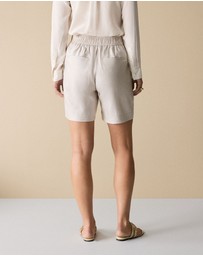Trenery - Yarn Dyed Stretch Linen Blend Longline Short in Flax