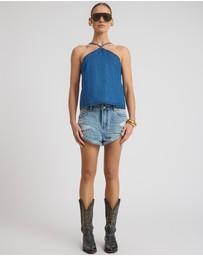 ONE TEASPOON - Bandits Low Waist Mid-Length Denim Shorts