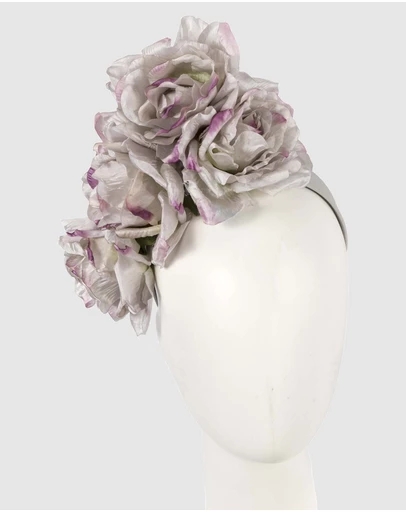 Max Alexander - Large Silver & Lilac Flower Fascinator Headband