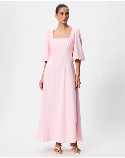 Tussah - Rosalie Square Neck Puff Sleeve Midi Dress