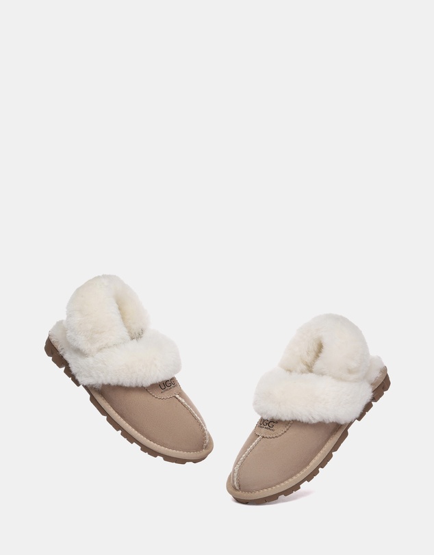 EVERAU - Australian Shepherd Ugg Waffle Fluffy Double Faced Sheepskin Upper House Shoes