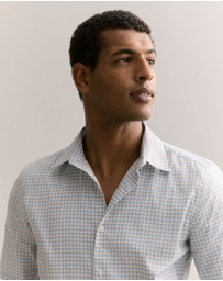 Trenery - Tailored Fit Supima Cotton Micro Check Shirt in White