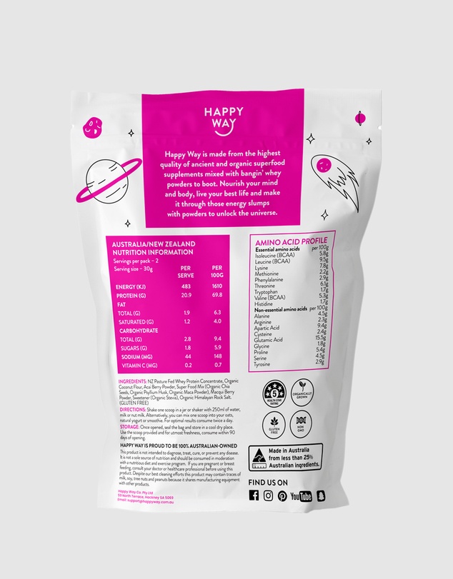 Happy Way - I Love You Berry Much Whey Protein Powder 6 Sample Packs