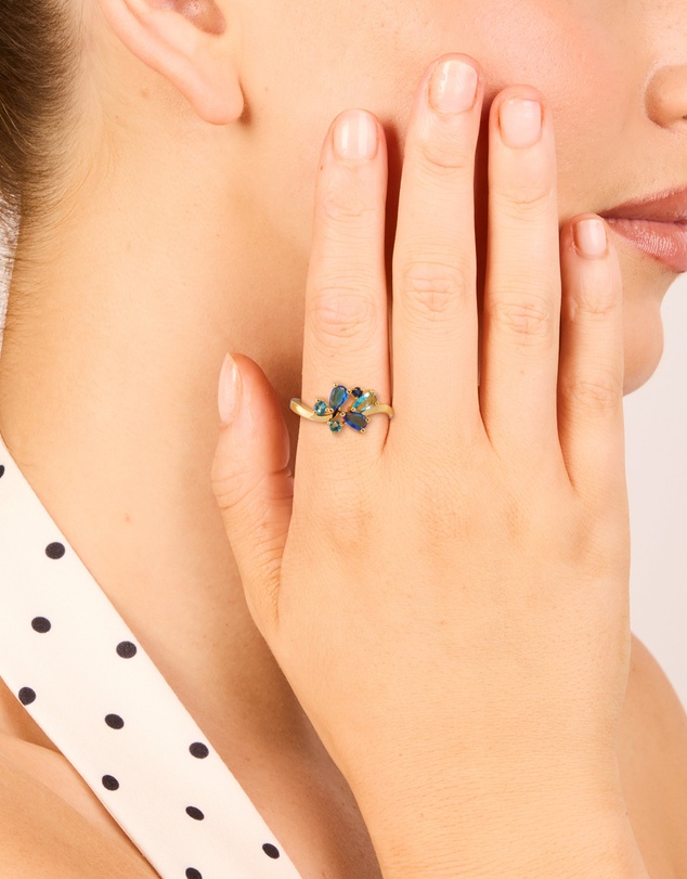 Lovisa - Gold Plated Blue Cubic Zirconia Cluster Ring