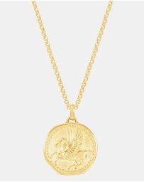 Dower & Hall - Men's 'Overcome and Thrive' Pegasus Talisman Necklace In Gold Vermeil