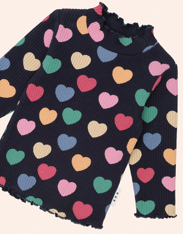 Huxbaby - Multi Hearts Rib Skivvy - Babies-Kids