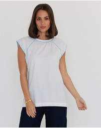 ALEXANDRA - Hudson Tank White/Electric Blue