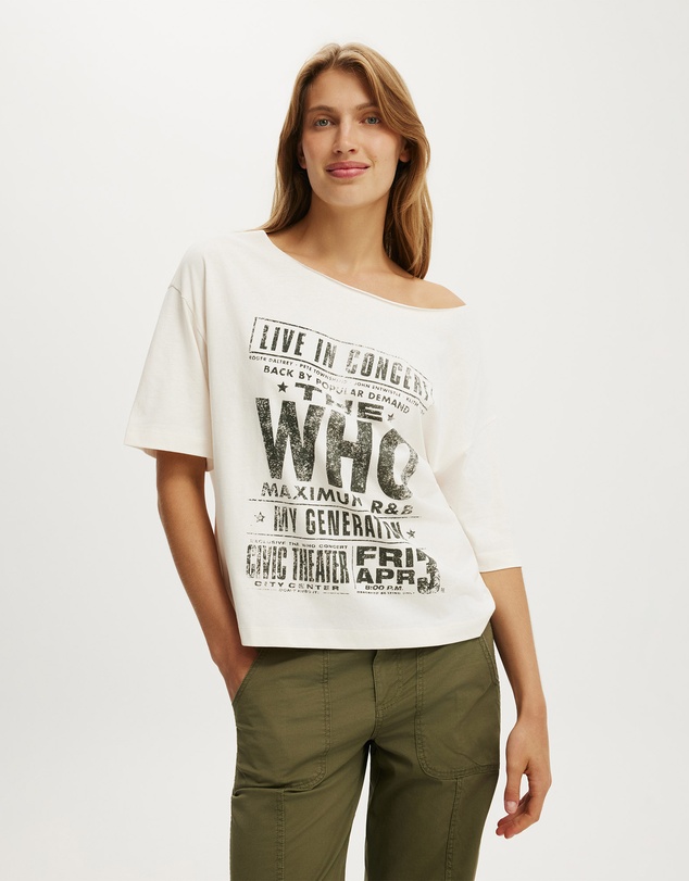 Cotton On - Lcn Music Off Shoulder Boxy Graphic Tee