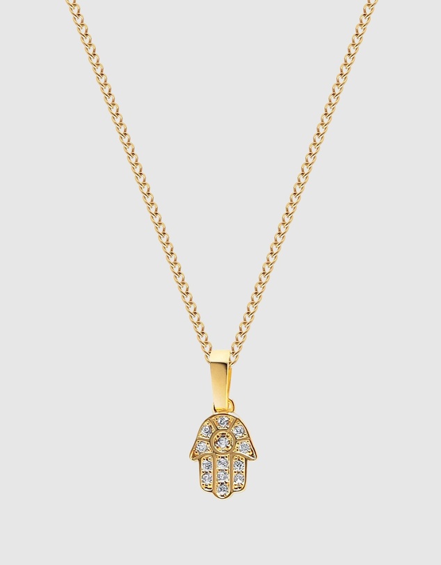 Nialaya Jewellery - Women's Mini Hamsa Hand Necklace in Gold