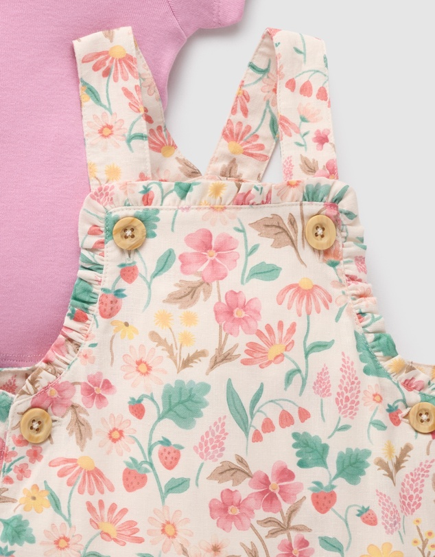 Purebaby - Linen Blend Overall Set- Kids-Babies