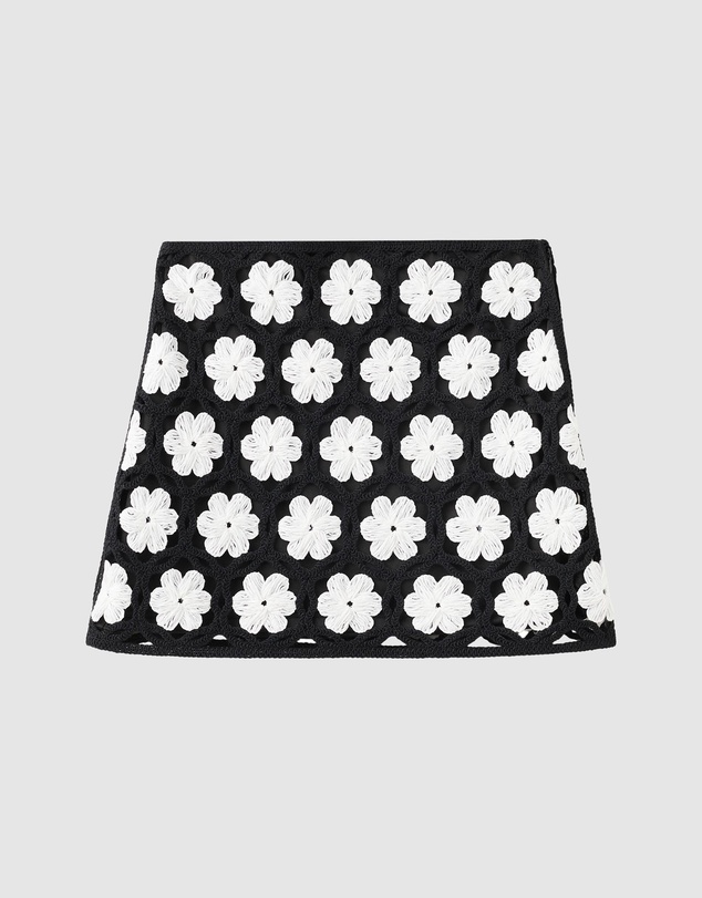 M.N.G - Crochet Floral Mini-Skirt