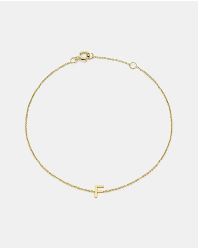 Zoe Olivia - 9K Gold Initial F Bracelet