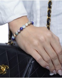 Nialaya Jewellery - Women's Beaded Bracelet with Aquamarine, Blue Lapis, Opal, and Botswana Agate