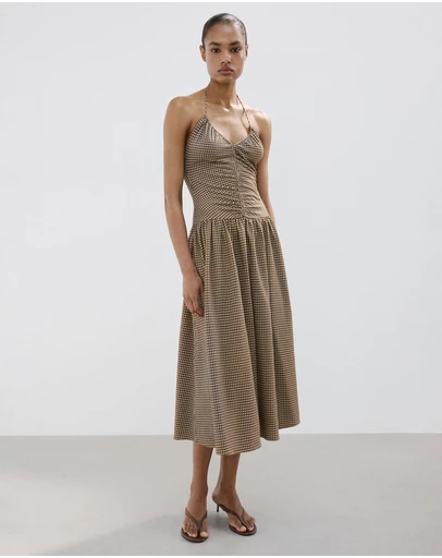 M.N.G - Midi Dress with Ruched Check Detail