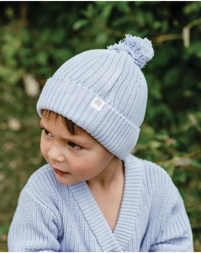 Kynd Baby - Organic Chunky Rib Knit Beanie in Sky Blue