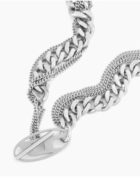 Diesel - Oval D Logo Silver Tone Necklace