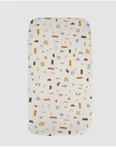 Living Textiles - Organic Jersey Bedside Sleeper Fitted Sheet - Geo Mod 1 Pack