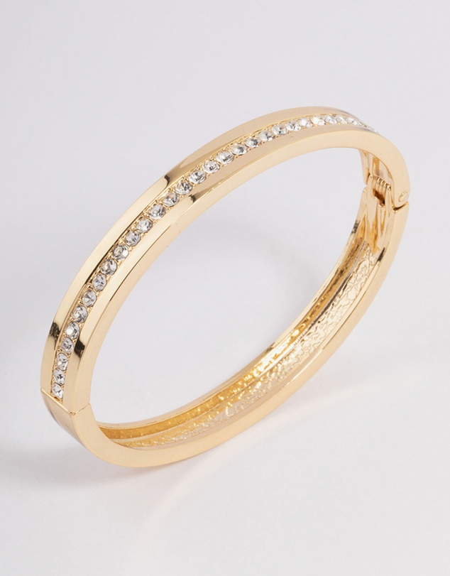 Lovisa - Gold Plated Classic Diamante Hinge Bangle