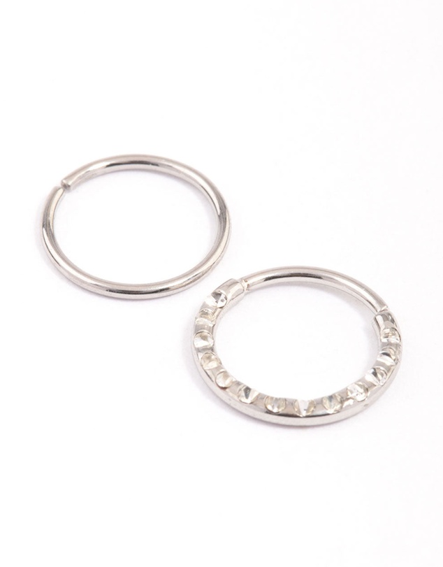Lovisa - Surgical Steel Cubic Zirconia Textured Nose Ring Pack