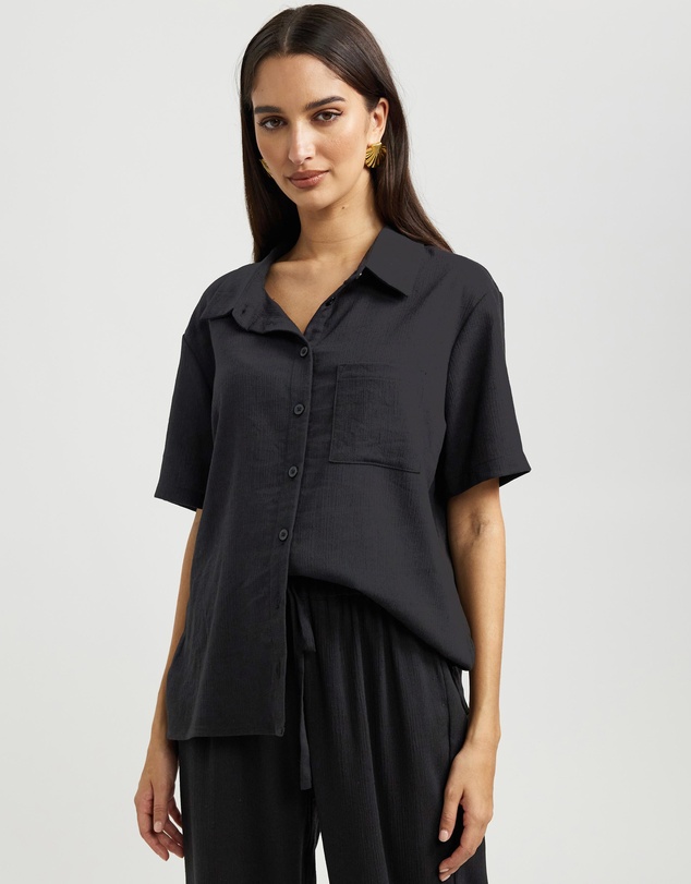 Dazie - Summer Plans Linen Blend Button-Up Shirt