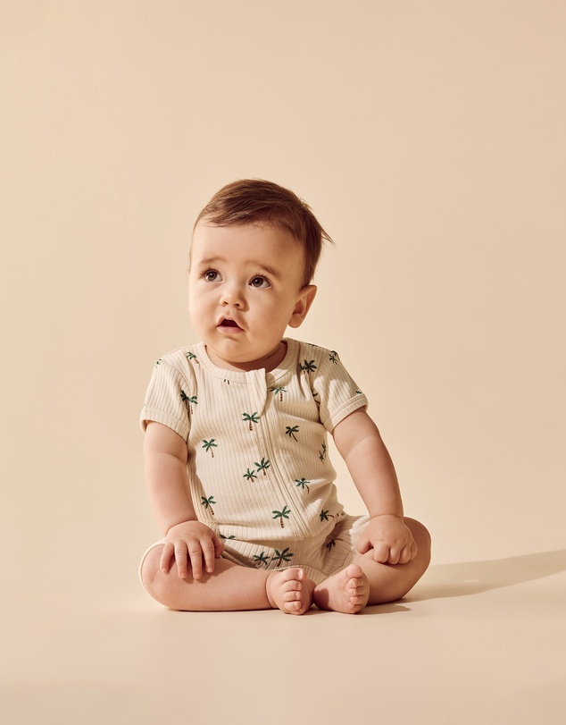 Wilson & Frenchy - Tiny Palm Organic Boyleg Zipsuit - Babies