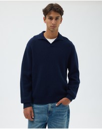 AERE - Wool Blend Chunky Knit Polo