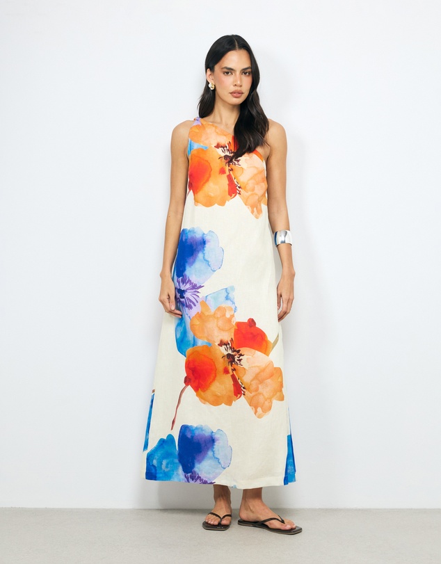AERE - Mara Linen One Shoulder Midi Dress