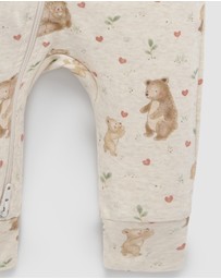 Purebaby - Love Bear Rib Zip Growsuit -Kids-Babies